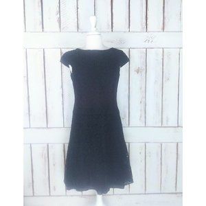 Vintage Anne Klein black eyelet lace cap sleeve cocktail dress